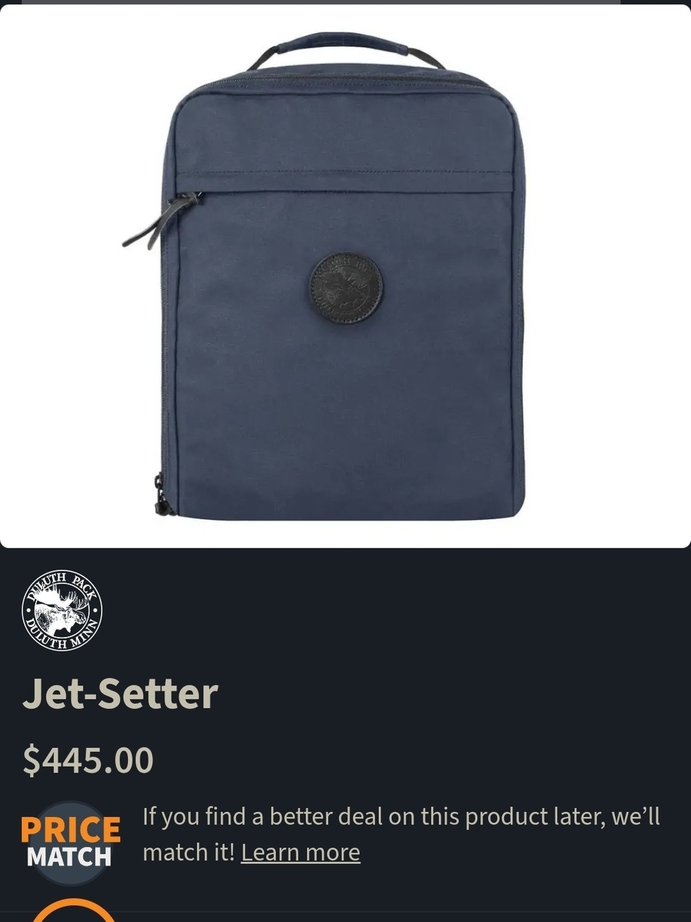 Rare Classic Navy Canvas Duffel Backpack with Real Leather Straps.